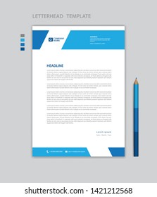 Letterhead template vector, minimalist style, printing design, business advertisement layout, Blue concept background