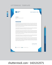 Letterhead template vector, minimalist style, printing design, business advertisement layout, Blue concept background