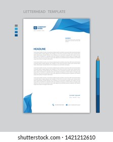 Letterhead template vector, minimalist style, printing design, business advertisement layout, Blue concept background