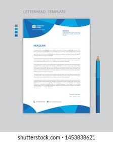 Letterhead template vector, minimalist style, printing design, business advertisement layout, Blue concept background