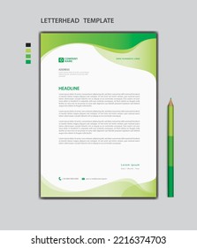 Letterhead template vector, minimalist style, printing design, business advertisement layout, Green concept background, simple letterhead template mock up, company letterhead design