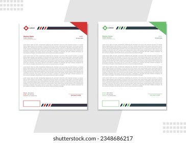 Letterhead template vector Professional and modern corporate letterhead template Creative Professional and minimalist corporate letterhead template design.
