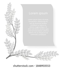 Letterhead for text design, decorated with a branch with leaves.