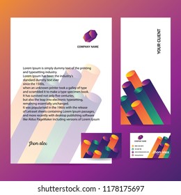 Letterhead,envelope and business card with trendy design