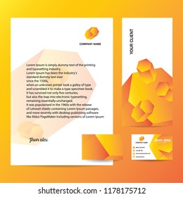 Letterhead,envelope and business card with trendy design