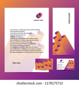 Letterhead,envelope and business card with trendy design