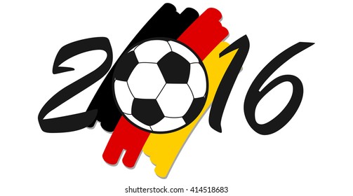 lettering 2016 with soccer ball and german national colors