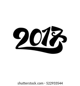 Lettering 2017 for print and poster, banner and sticker. Happy new year greeting card. Vector