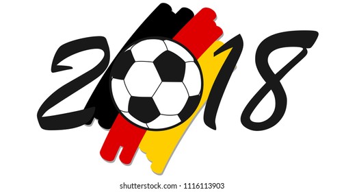 lettering 2018 with soccer ball and german national colors