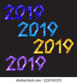 Lettering 2019. New Year theme. Vector design.