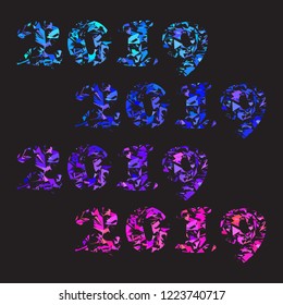 Lettering 2019. New Year theme. Vector design.