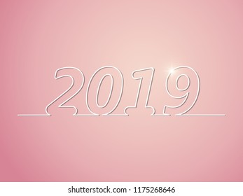 lettering 2019 thread isolated on pink background