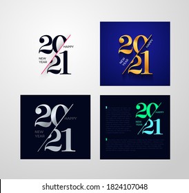 Lettering 2020 Happy New Year  for greeting, invitation card. Set of logo numbers black 2020 and text on light background. Holiday design text. Vector Illustration. Isolated on white background.