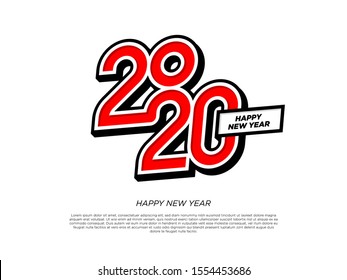 Lettering of 2020 number. Happy new year 2020 typography on geometric pattern background. Banner, brochure & cover design template. Abstract shapes background. Modern art banner. Eps10.