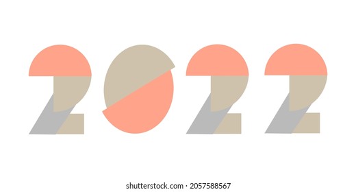 Lettering 2022 in Cubist style. Perfect for Calendars, decorations, invitations, banners, labels, gift paper. Festive, cozy atmosphere.