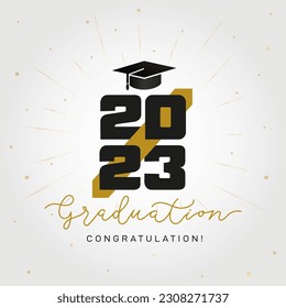 Lettering 2023 Class of. Design For greeting, invitation card. Template for graduation design, congratulation event, card, webT-shirt, party, high school, college graduate. Vector on white background.