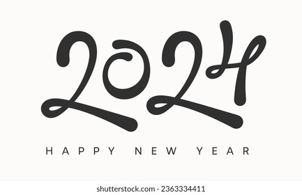 Lettering 2024. For Happy New Year. 2024 number calligraphy lettering design template. Symbols of 2024. Creative label. Logo text design. Vector illustration