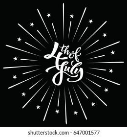 Lettering 4th of July text. Independence Day in the United States of America