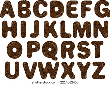 Lettering, ABC, alphabet, font in chocolate ball, brigadeiro style. Vector illustration set	