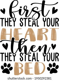 Lettering about Dogs. Interesting and cool inscription. Dog paw print illustration vector