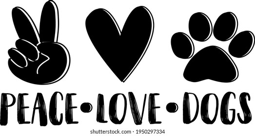 Lettering about Dogs. Interesting and cool inscription. Dog and dog paw print illustration vector