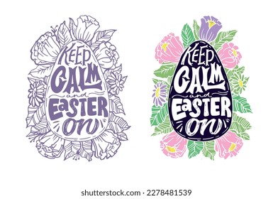 Lettering  about Easter for flyer and print design. Vector illustration. Templates for banners, posters, greeting postcards.
