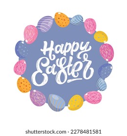 Lettering  about Easter for flyer and print design. Vector illustration. Templates for banners, posters, greeting postcards.