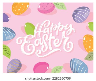 Lettering  about Easter for flyer and print design. Vector illustration. Templates for banners, posters, greeting postcards.