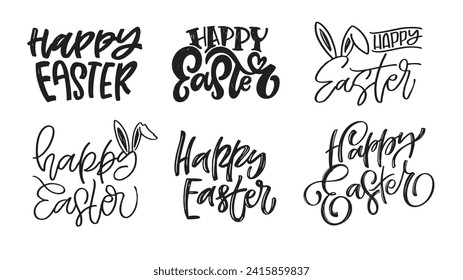 Lettering  about Easter for flyer and print design. Vector illustration. Templates for banners, posters, greeting postcards. 100% vector file