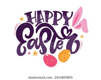 Lettering  about Easter for flyer and print design. Vector illustration. Templates for banners, posters, greeting postcards. 100% vector file