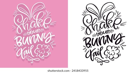 Lettering about Easter for flyer and print design. Vector illustration. Templates for banners, posters, greeting postcards. 100% vector file