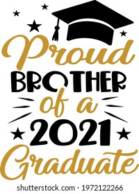 Lettering about graduation. Interesting and cool inscription Proud mom and dad. Academic cap illustration vector