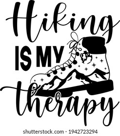 Lettering about hiking. Interesting and cool inscription. Hike boot illustration vector