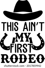 Lettering about horse. Interesting and cool inscription. Cowboy hat and horseshoe illustration vector