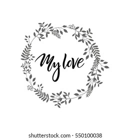  lettering about love and flowers design 