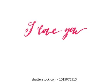 Lettering about love, red colored vector lettering for Valentine's day