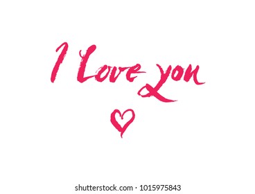 Lettering about love, red colored vector lettering for Valentine's day