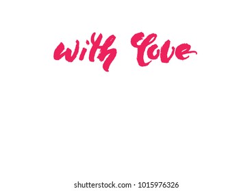 Lettering about love, red colored vector lettering for Valentine's day