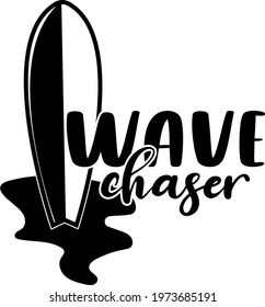Lettering about surfing. Interesting and cool inscription. Surfboard illustration vector