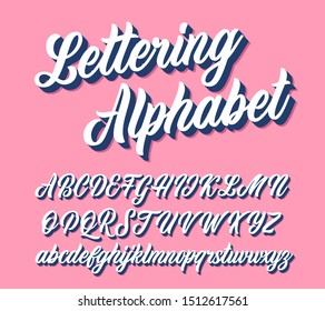 Lettering alphabet script. Vector font.