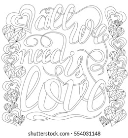 Lettering -always, design elements for adult coloring book, outline. Vector illustration