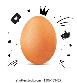 Lettering artwork illustrating a concept of world record egg, the most liked  post in history. Egg hype hand drawn lettering with like symbols.