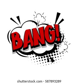 Lettering Bang, crash, boom. Bubble icon speech phrase. Exclusive comic font for commercial use make by Kapitosh. Comic text sound effects. Sounds vector illustration. Comics book balloon.