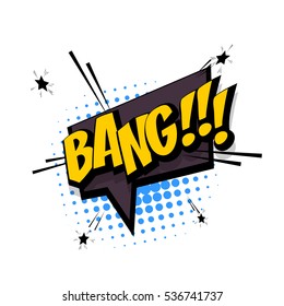 Lettering Bang, Knock. Comic Text Sound Effects. Vector Bubble Icon Speech Phrase, Cartoon Font Label, Sounds Illustration Background. Comics Book Balloon