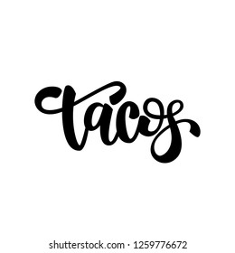 Lettering banner design "Tacos". vector illustration.