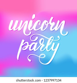 Lettering banner design Unicorn party. Vector illustration.