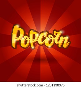 Lettering banner Popcorn. Vector illustration.