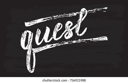 Lettering banner Quest. Vector illustration.