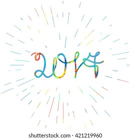 Lettering banner with text 2017 for print, poster, sticker. Happy new year greeting card. Vector