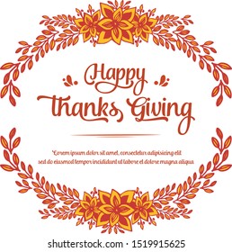 Lettering banner of thanksgiving, with elegant autumn leaves frame. Vector